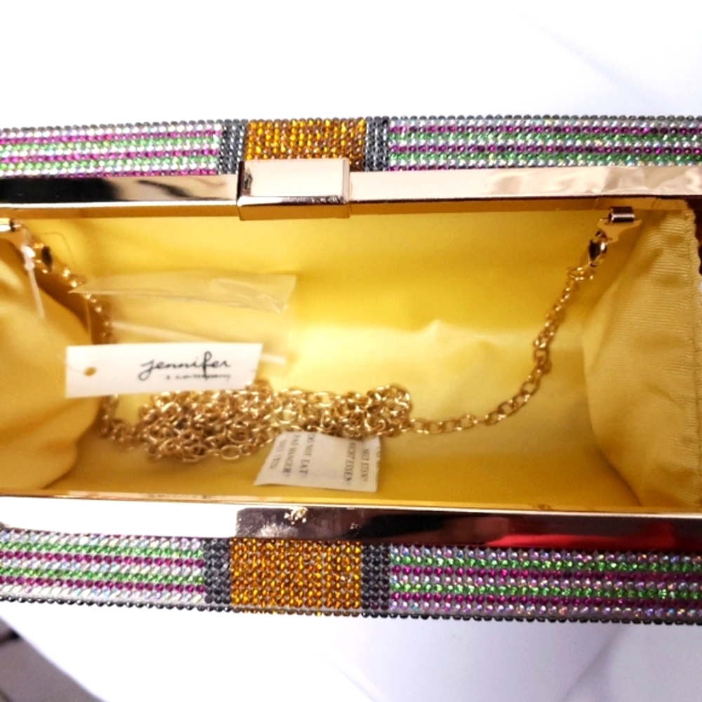 Money Bling Rhinestone Hard Case Clutch - Picture 11 of 15